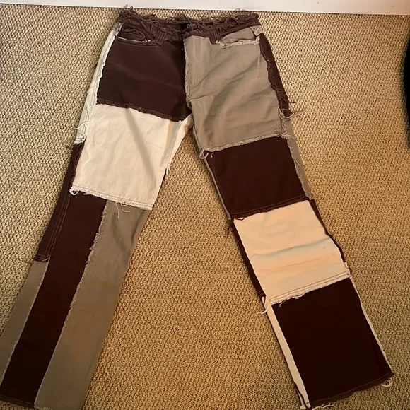 Jaded London Patchwork Brown Denim - Picture 2 of 4